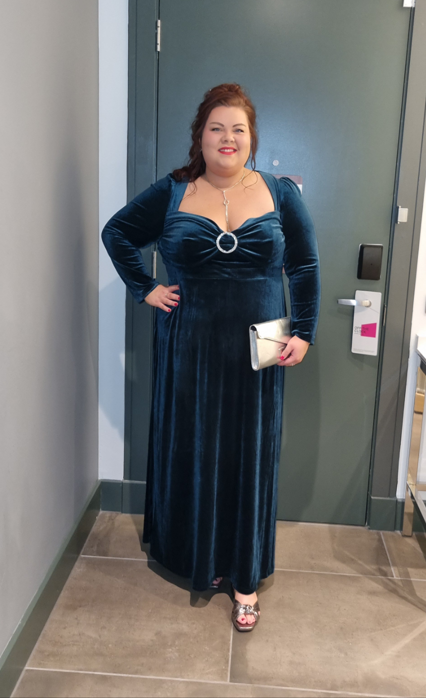 Sweetheart Velvet Maxi Dress with Diamonte Front Detail