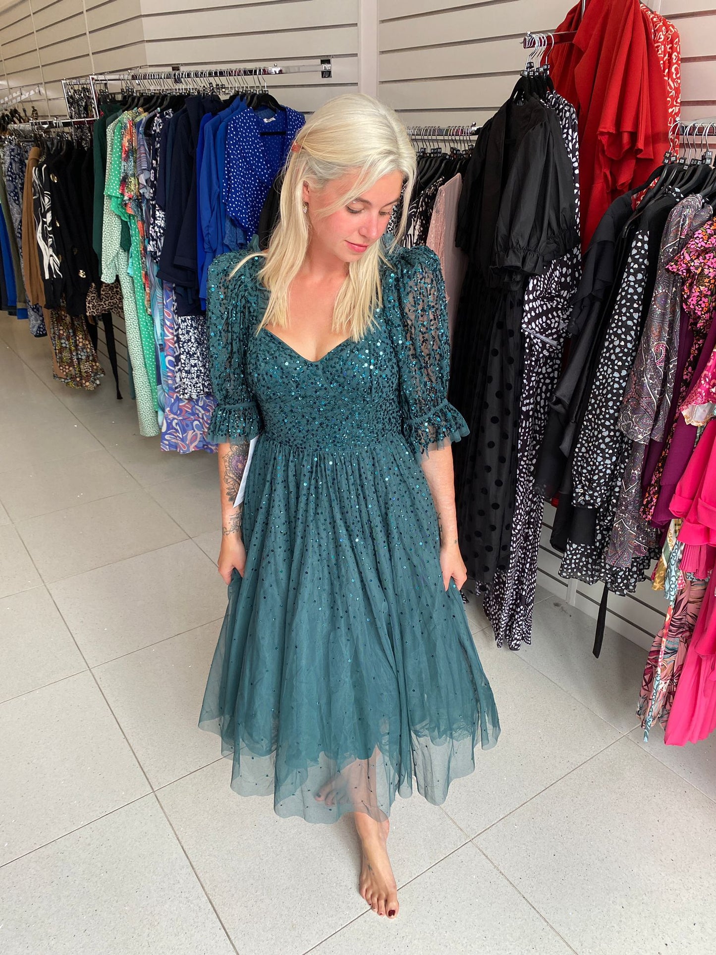 Maya Deluxe Embellished Prom Midi Dress