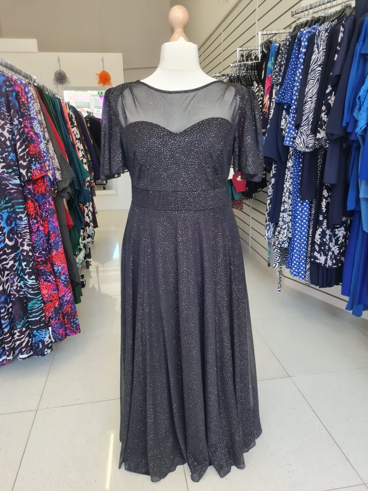 Scarlett & Jo Glitter Mesh Maxi Gown