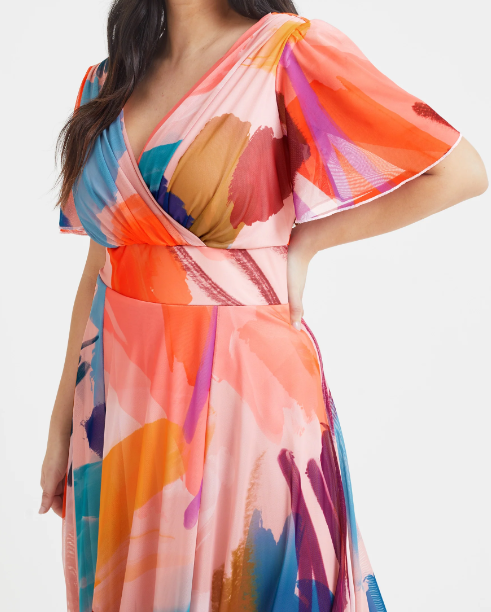Scarlett & Jo Isabelle Peach Multi Maxi Dress