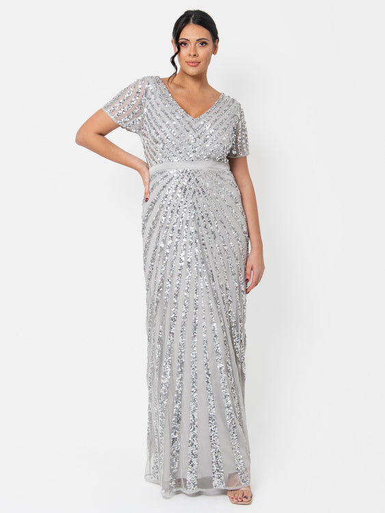 Maya Silver Sequin Maxi Dress