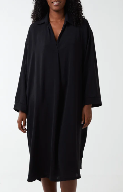 V-Neck Collar Shirt Dress