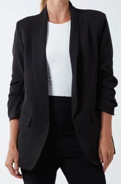 Ruched Sleeve Fitted Blazer