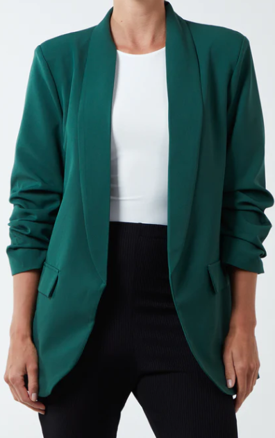 Ruched Sleeve Fitted Blazer