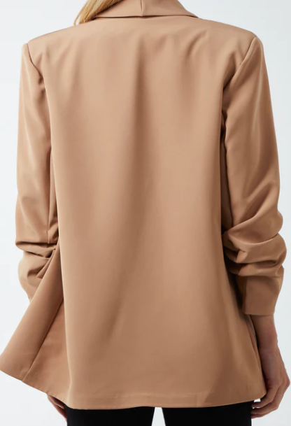 Ruched Sleeve Fitted Blazer
