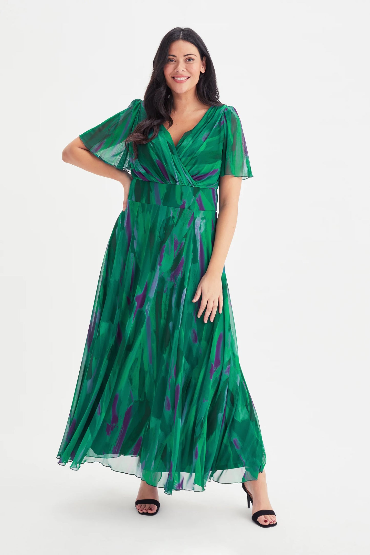 Scarlett & Jo Isabelle Green Brush Maxi Dress