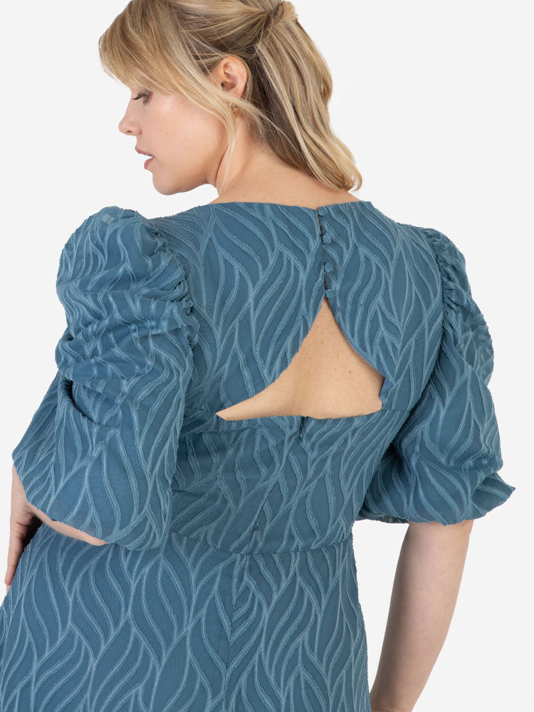 Lovedrobe Textured Midi Dress with Keyhole Back