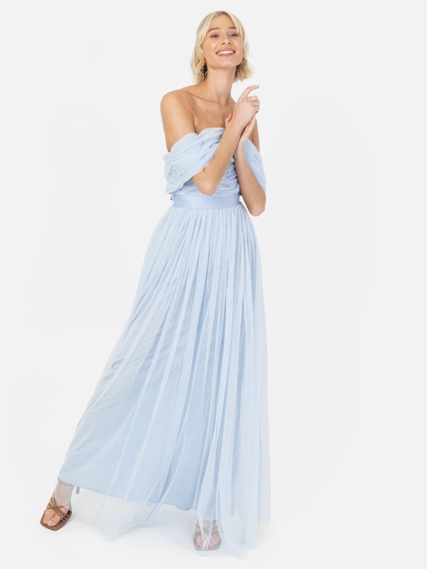 Anaya with Love Light Blue Bardot Maxi Dress