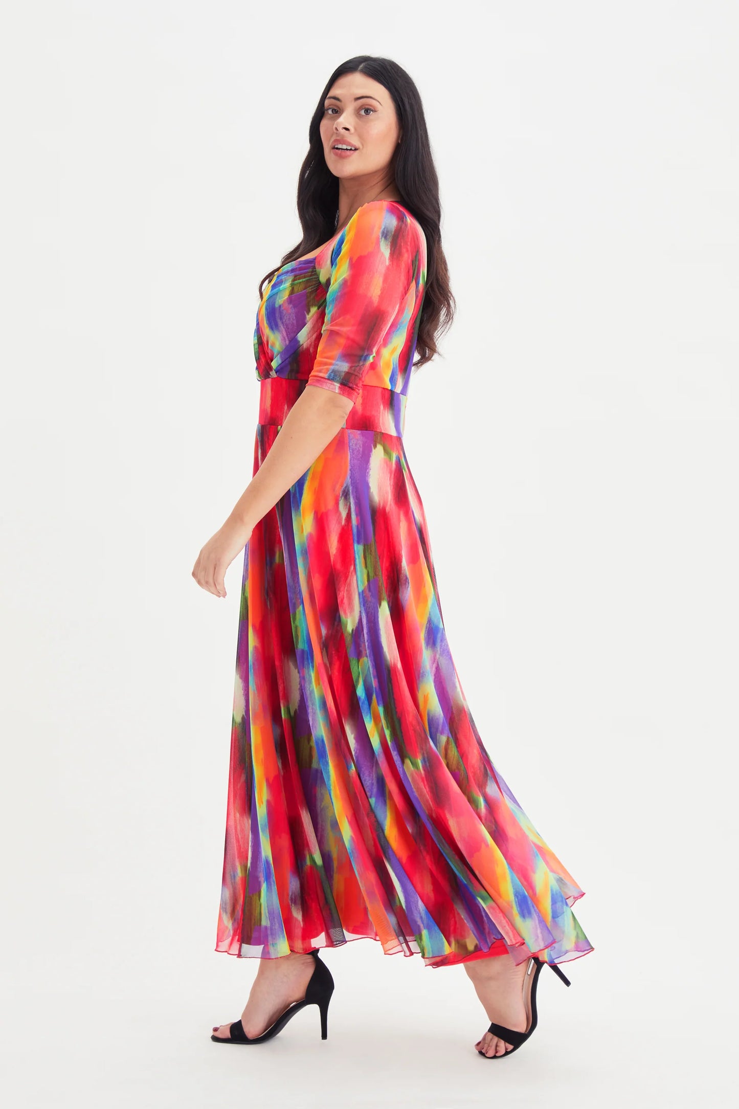 Scarlett & Jo Elizabeth Red Multi Print Maxi Gown