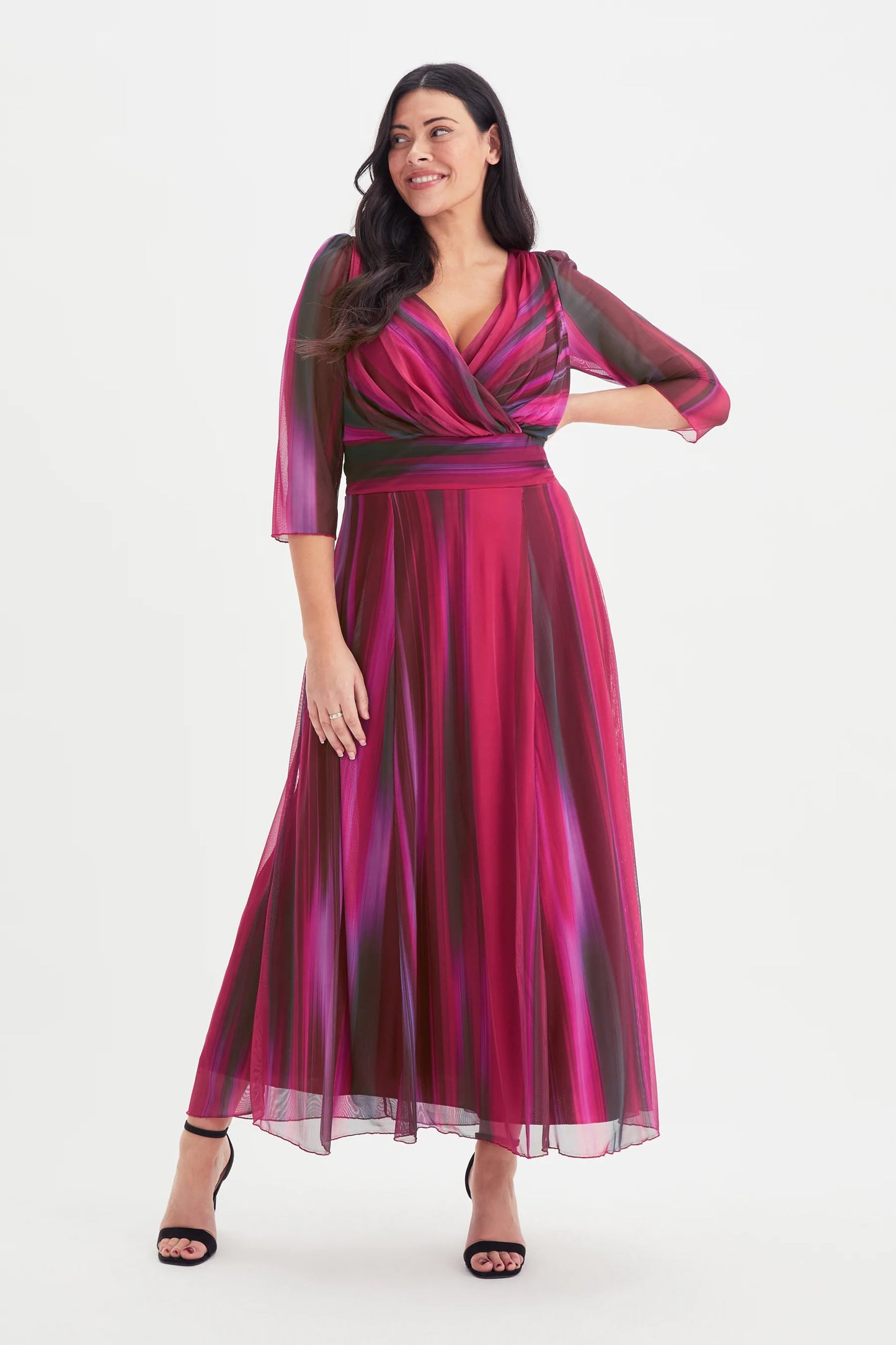 Scarlett & Jo Verity Ikat Wine Print Maxi Gown