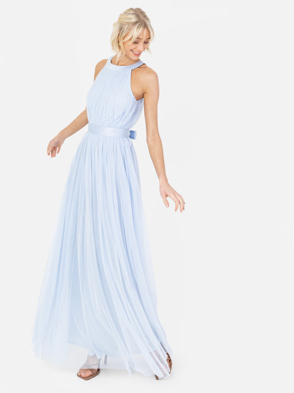 Light blue 2025 halter maxi dress