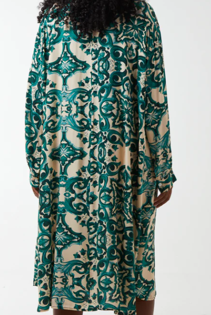 V-Neck Collar Shirt Dress