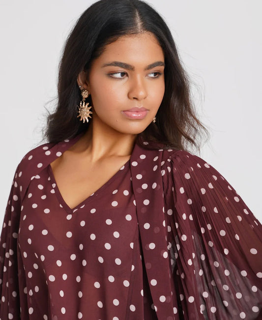 Needs No Label Polka Dot Tie Neck Blouse