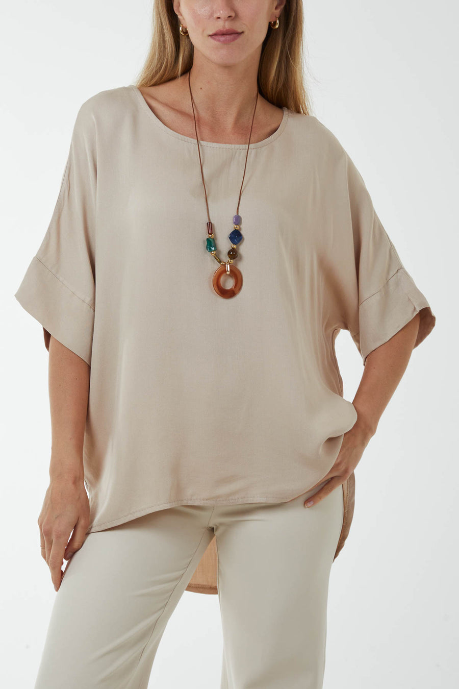 Button back top with Necklace