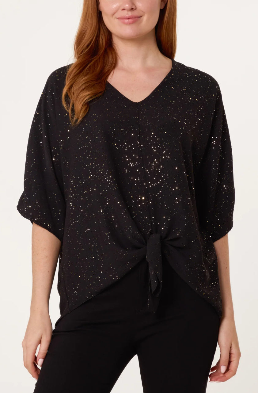Glitter Front Knot Top