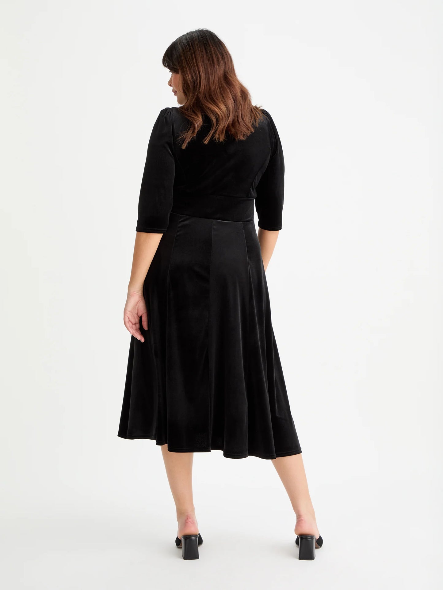 Scarlett & Jo Helena Black Velvet Midi Dress