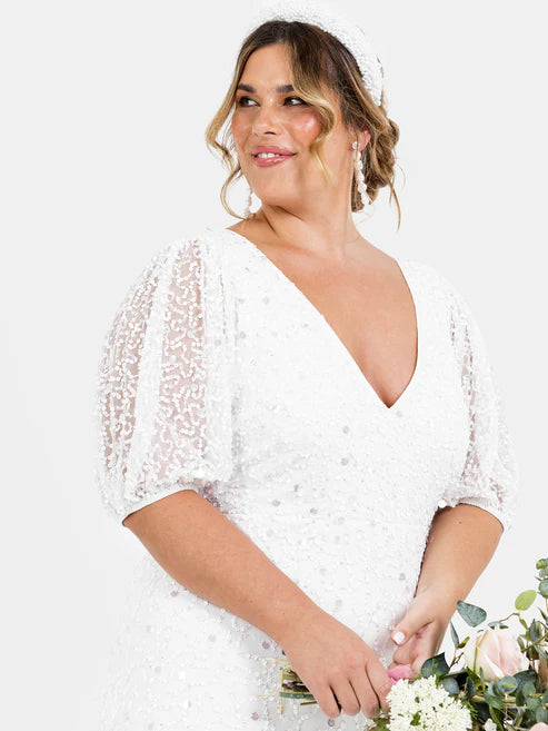 Maya Bridal Embellished V Neck With Keyhole Back And Train