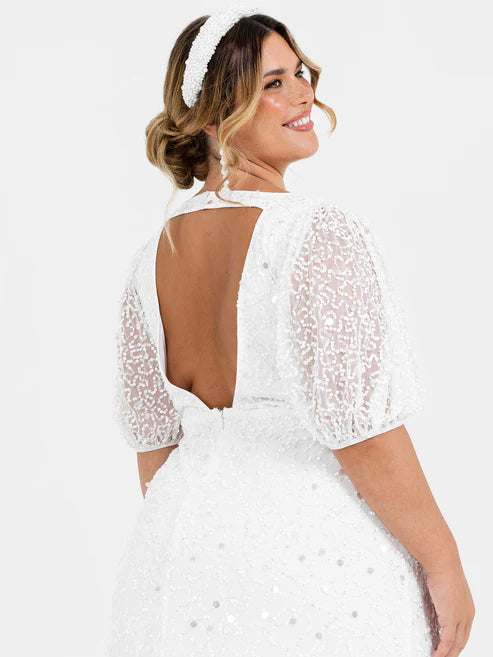Maya Bridal Embellished V Neck With Keyhole Back And Train