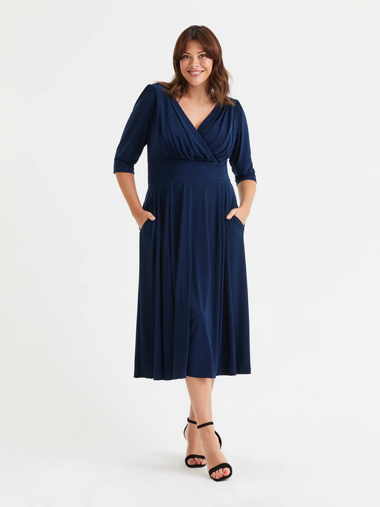 Scarlett & Jo Helena Navy Midi Dress