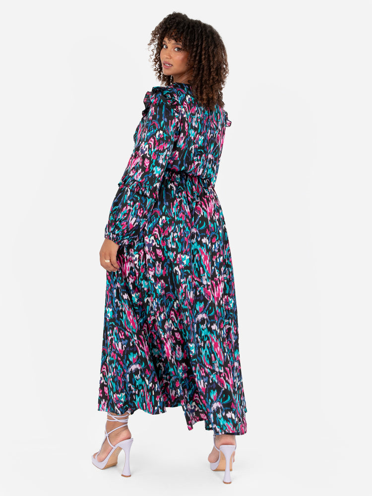 Lovedrobe Abstract Print Satin Midi Dress
