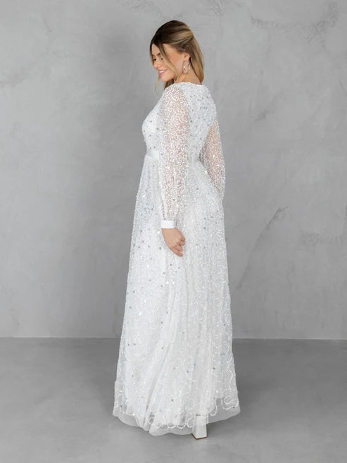 Maya Bridal Embellished Long Sleeve Maxi Dress