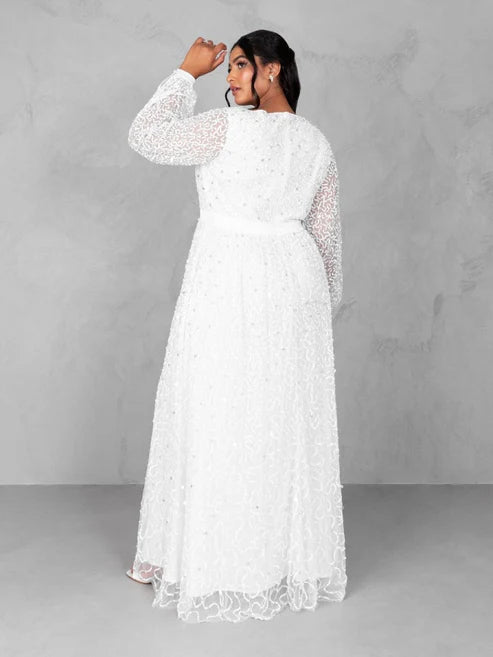 Maya Bridal Embellished Long Sleeve Maxi Dress