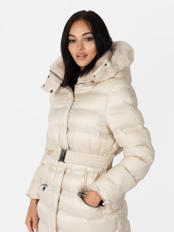 Belted padded coat outlet womens