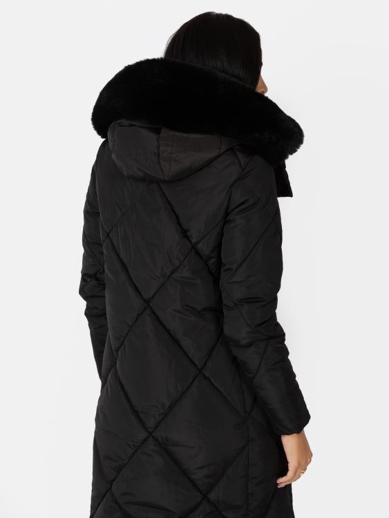 Lovedrobe Longline Coat with Removable Faux Fur Hood