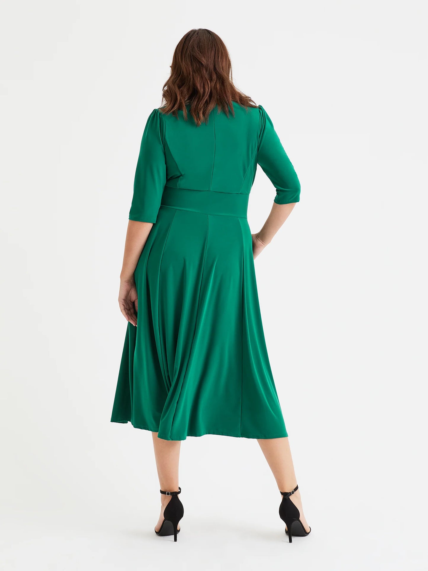 Scarlett & Jo Helena Solid Green Midi Dress