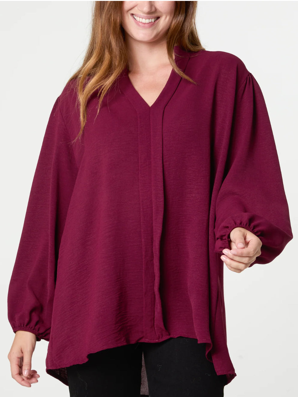 Grandad Collar Long Seeve Blouse