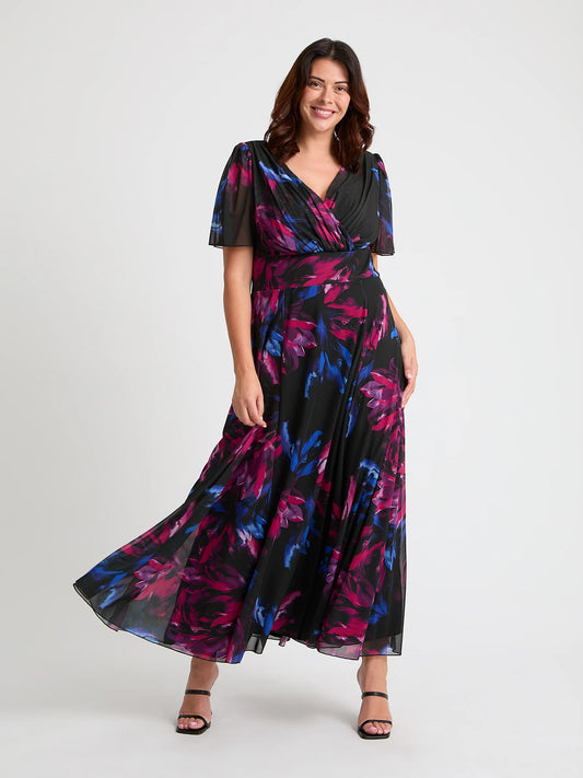 Scarlett & Jo Isabelle Black Pink Cobalt Maxi Dress