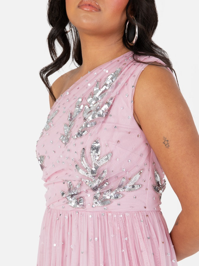 Maya Pink One Shoulder Maxi Dress With Split