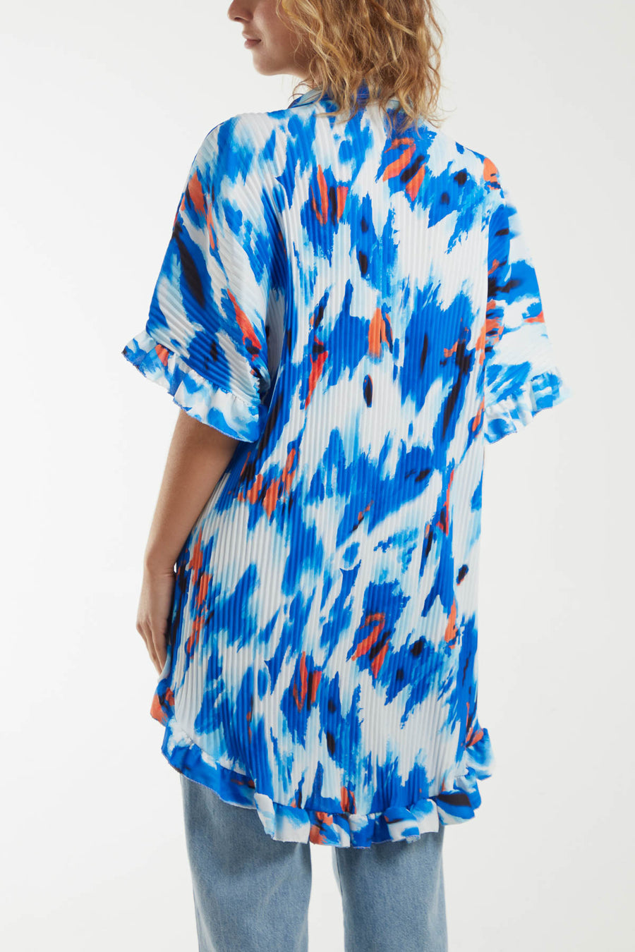 Abstract Plisse Shirt Dress