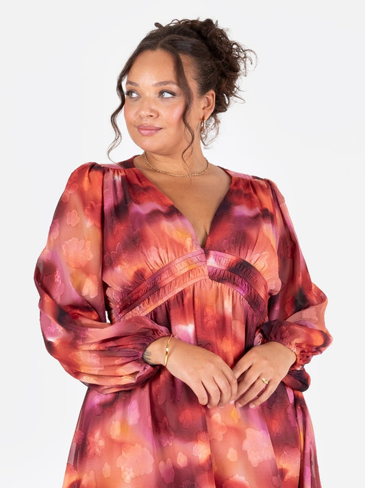Lovedrobe Floral Burnout Long Sleeve Mini Dress