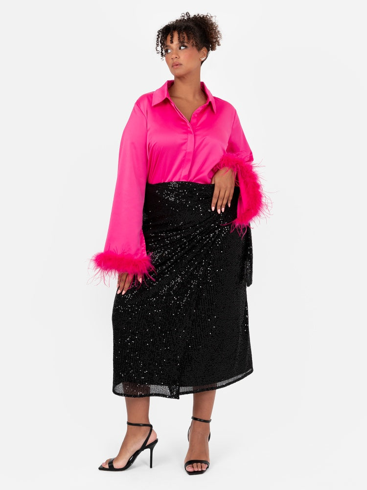 Lovedrobe Sequin Midi Wrap Skirt