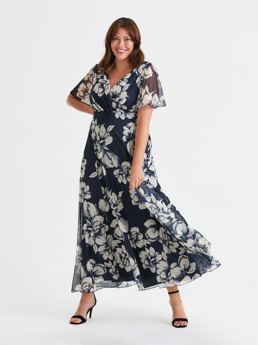 Scarlett & Jo Isabelle Navy Ivory Maxi Dress