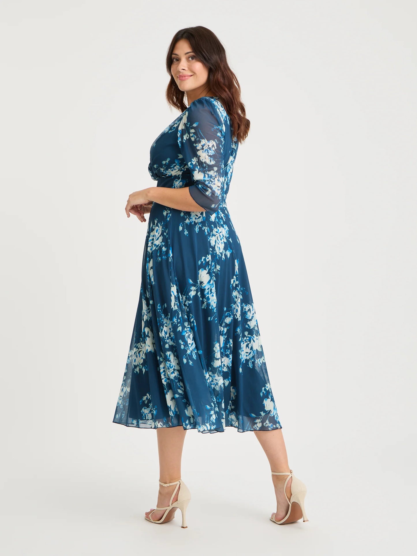 Scarlett & Jo Helena Navy Ivory Midi Dress