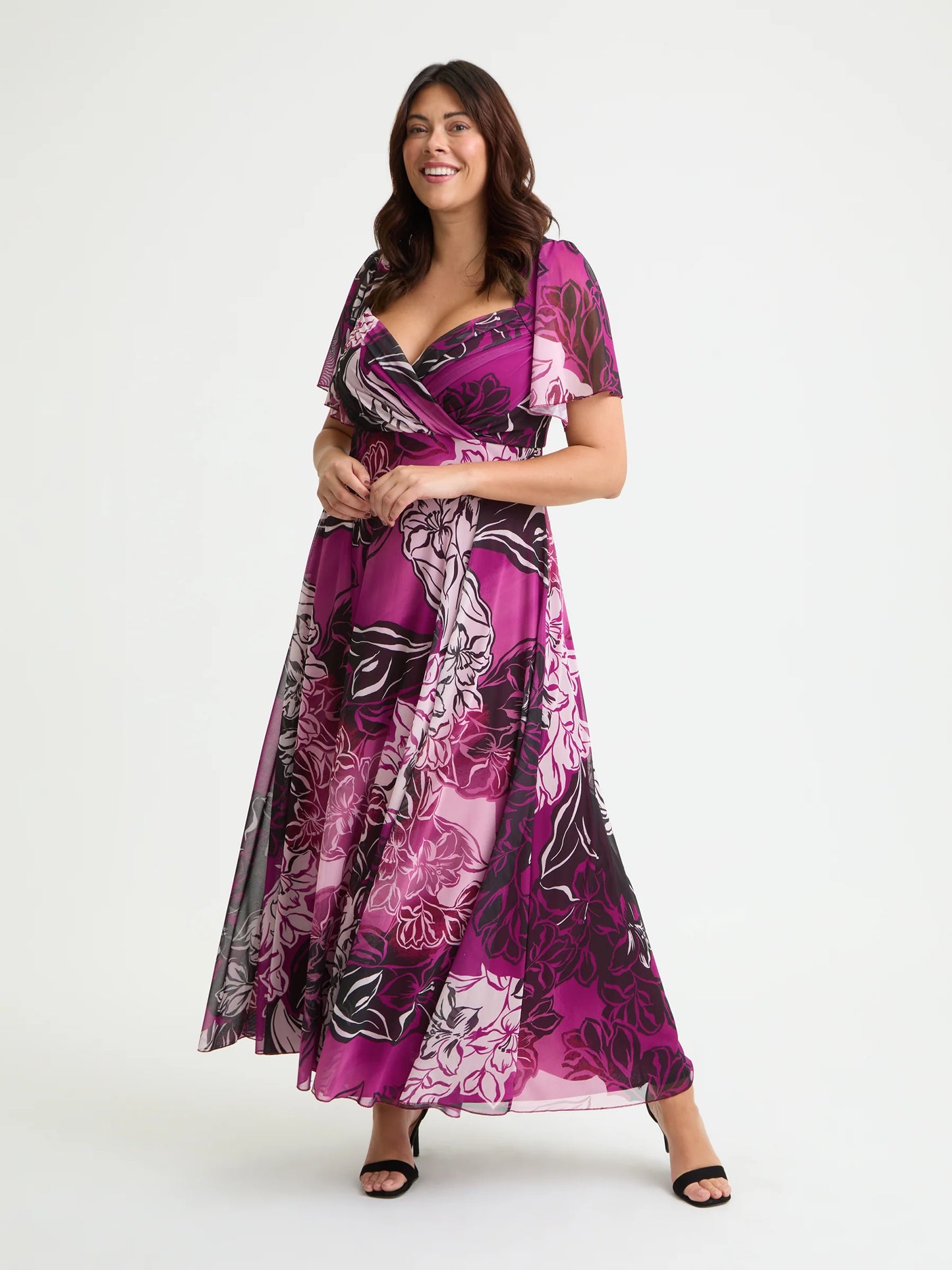 Scarlett & Jo Kemi Mulberry Cream Maxi Dress