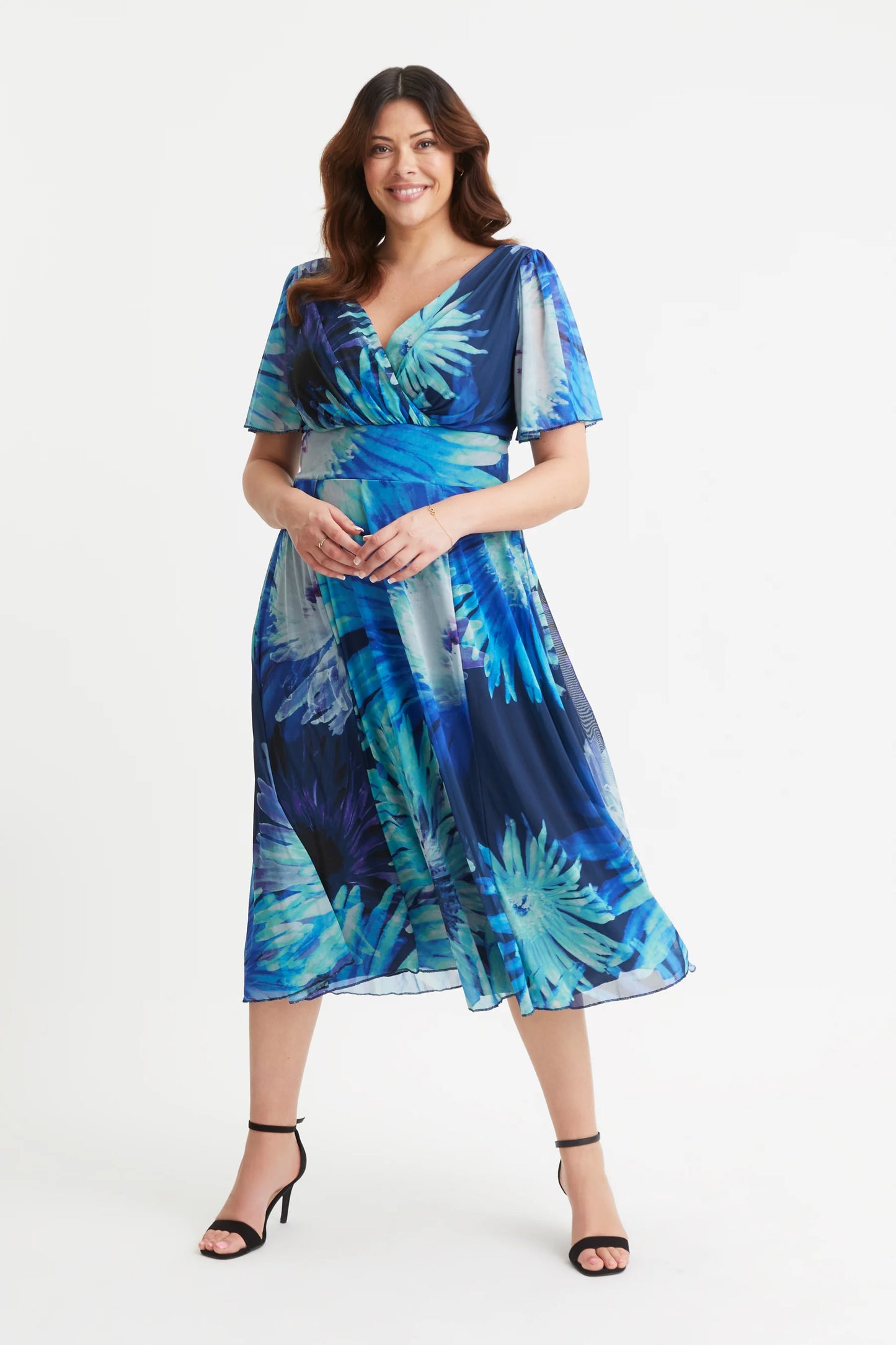 Scarlett & Jo Victoria Blue Sunflower Midi Dress