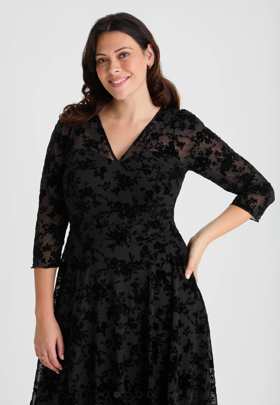 Scarlett & Jo Katherine 3/4 Sleeve Long Midi Dress