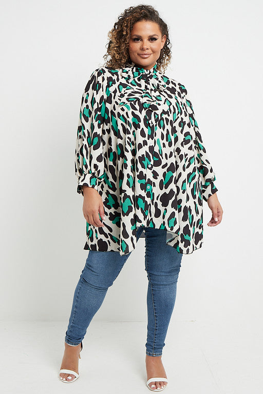 Pussy Bow Print Blouse