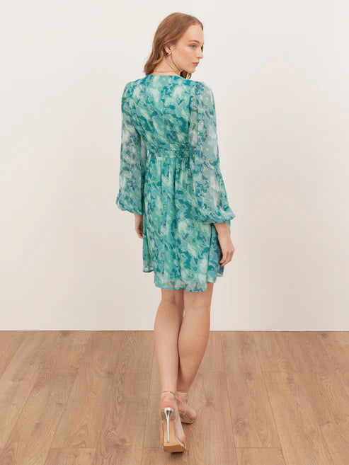 Lovedrobe Shirred Waist Abstract Print Mini Dress