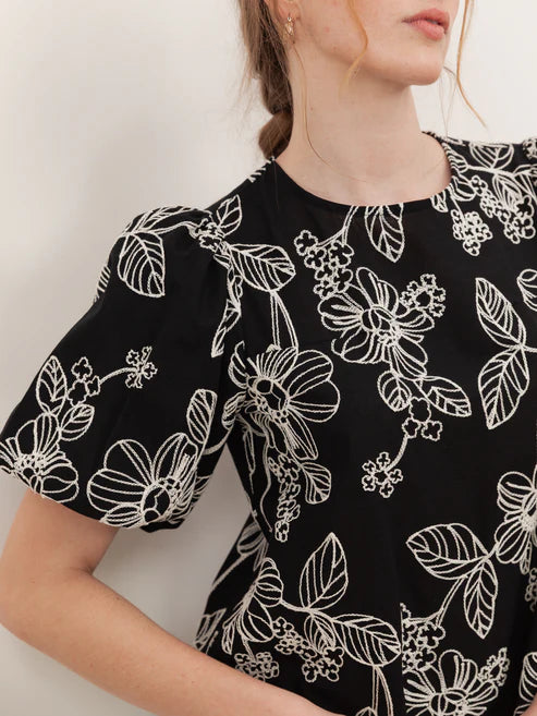 Lovedrobe Black Embroidered Swing Mini Dress