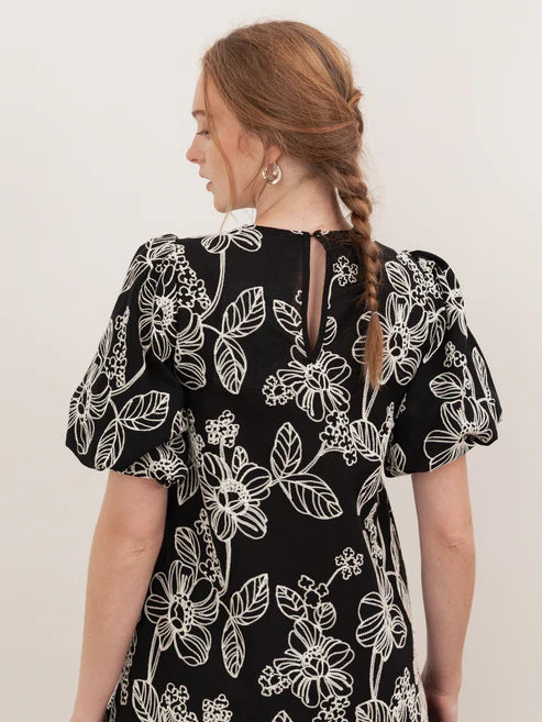 Lovedrobe Black Embroidered Swing Mini Dress