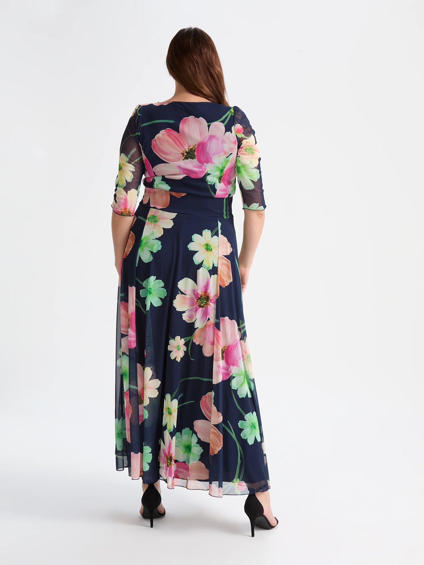 Scarlett & Jo Elizabeth Navy Pink Print Maxi Dress