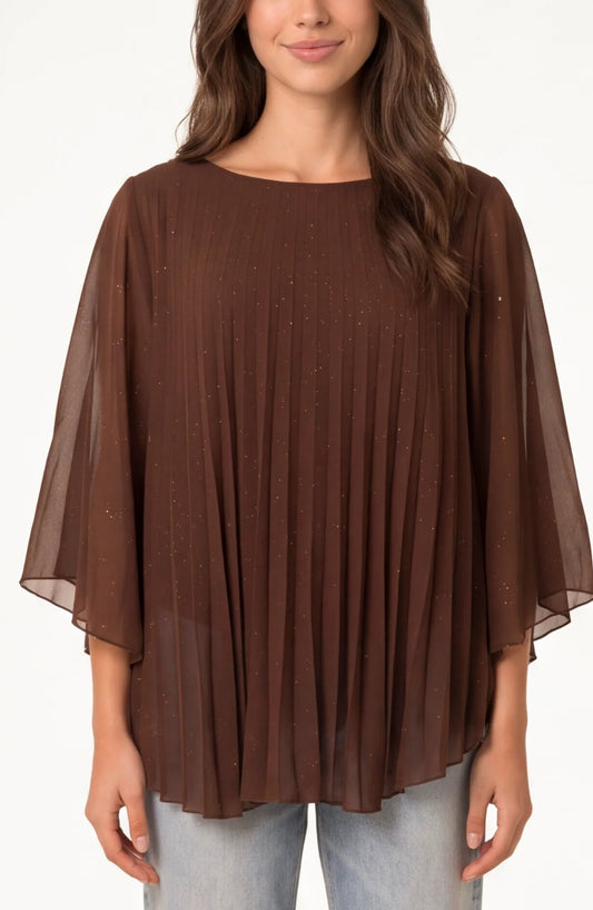 Metallic Glitter Pleated Blouse