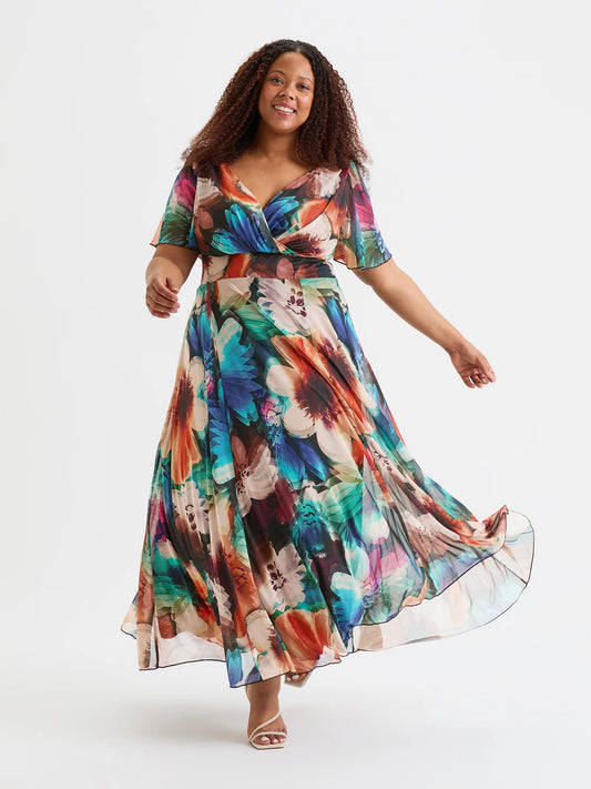 Scarlett & Jo Isabelle Blue Rust Maxi Dress