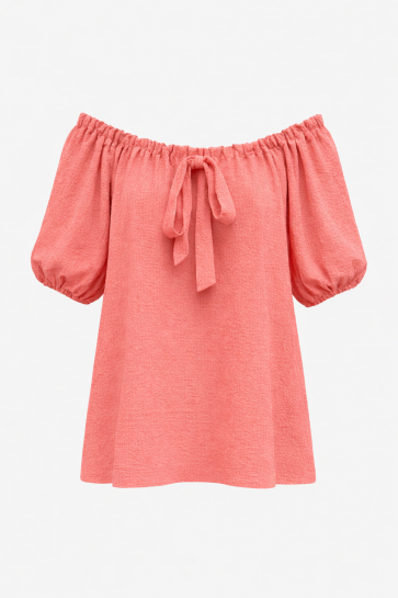 Ribbed Waffle Tie Detail Top