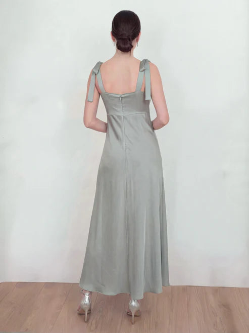 Maya Tie Shoulder Satin Maxi Dress