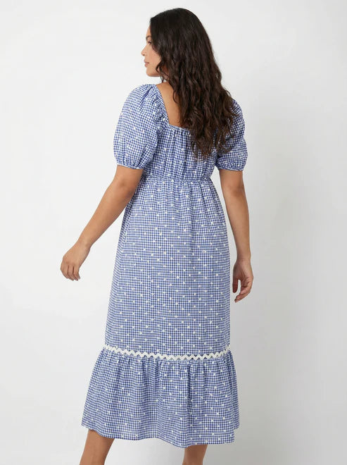 Lovedrobe Blue Gingham And Polka Midaxi Dress